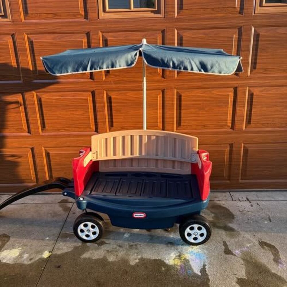 Little Tikes Deluxe Ride and Relax Wagon with Sun Umbrella